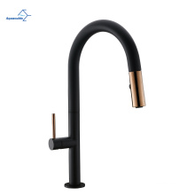 Aquacúbico Black Brass Kitchen Deck Mequer Monteado Toque 360 ​​grados de cocina de rotación